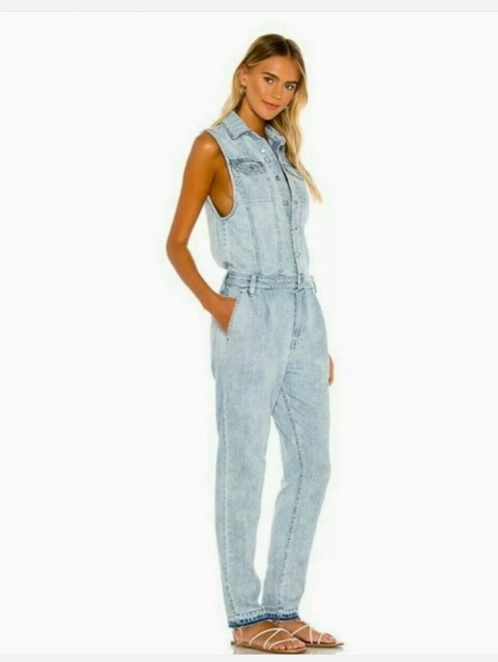We The Free Light Blue Wash Jumpsuit Size XS